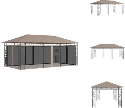 Obrázok produktu pre vidaXL Pavilón s moskytiérou 6x3x2,73 m Taupe 180 g/m² - Pavilóny a párty stany