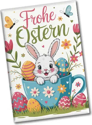 Produktbild von Frohe Ostern Souvenir Magnet mit Hase