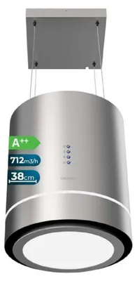 Productafbeelding van Cecotec Afzuigkap 44 cm, eilandmodel, rond, Bolero Flux Cre 448000, roestvrij staal, ++. Roestvrijstalen afwerking, afzuigcapaciteit 800 m³/u, motor 210W