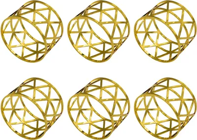 Immagine prodotto di Intirilife portatovaglioli 6 pezzi in acciaio inox color oro - 4,5 x 3 cm - set di portatovaglioli fermatovaglioli motivo triangolo decorazione tavola set decorazione tovaglioli
