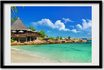 Produktbild von Bild 60x40 MDF-Rahmen, Wandkunst Seychellen-Strand