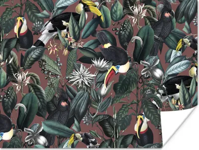 Produktbild von MuchoWow® Poster Blumen - Tukan - Blätter 120x90 cm - Wandbild