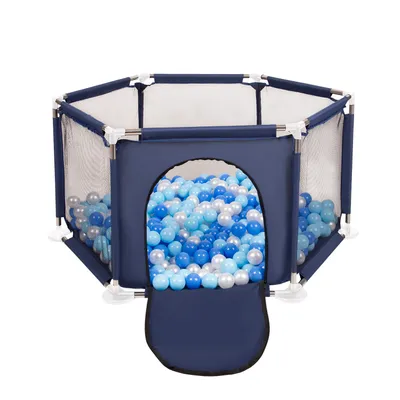 Obrázek produktu pro Selonis šestihranná ohrádka se 400 míčky ohrádka pro děti, modrá:babyblue/blue/pearl