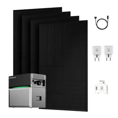 Produktbild von Powerness Balkonkraftwerk mit Speicher, Sunpura S2400 All-in-One Speichersystem mit JA Solar 1800W Bifazial Solarpanel, 1x Smarter Zähler & Smart Plug