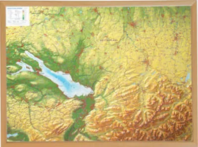Produktbild von Relief Allgäu Bodensee 1:200.000 mit Naturholzrahmen