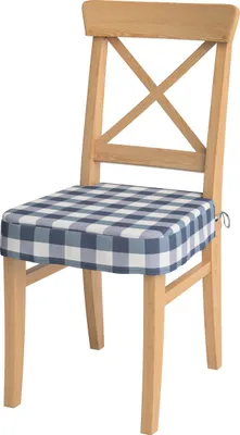 Produktbild von Dekoria Sitzkissen geeignet für das Ikea Modell Ingolf, weiss-dunkelblau kariert, Modell Inglof