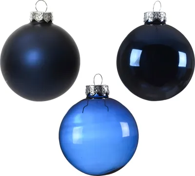 Produktbild von Weihnachtskugeln Glas 5-7cm 21er Set - Nachtblau