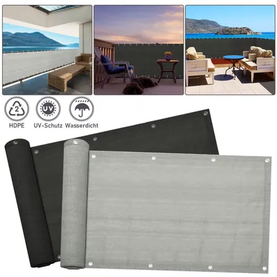 Produktbild von Jiubiaz Balkonsichtschutz 600 x 75cm HDPE Sichtschutz Balkon Balkonbespannung Windschutz Seitenmarkise Grau