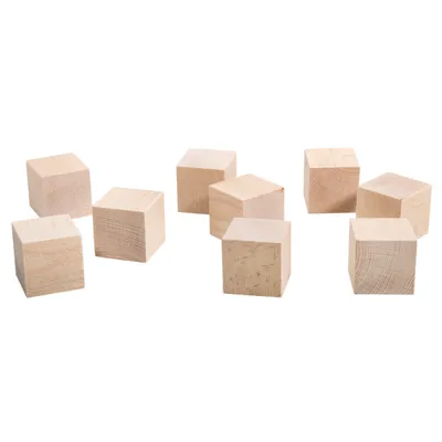 Image de Cubes en bois, 4,5x4,5x4,5cm, boîte 9pcs, naturel