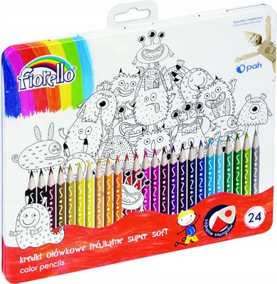 Zdjęcie produktu dla Fiorello Kredki Super Soft 24 kolory metalowe trójkątne