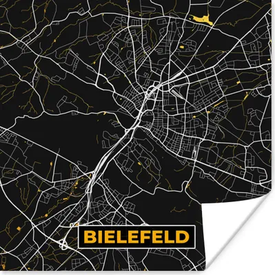 Produktbild von MuchoWow® Poster Bielefeld - Karte - Stadtplan - Gold - Deutschland 75x75 cm - Wand Dekoration