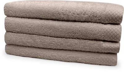 Produktbild von Unyqoos® Eleganzzz Handtuch-Set 4er – 60×110 cm Handtücher (4), 420 g/m², 100% Baumwolle, taupe, weich & saugfähig, waschbar bis 60°C, trocknergeeignet