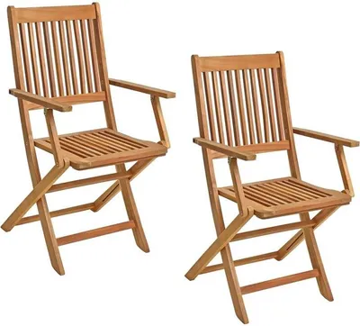 Produktbild von Gartenstühle Holzstühle Klappstühle 2er Set Akazie Holz Stuhlset Balkonstühle