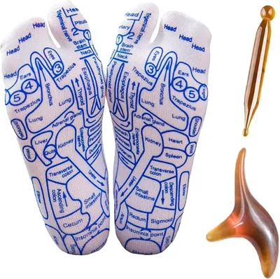 Productafbeelding van 1 paar voetmassagesokken, reflexologie sokken, voetmassagesokken, massagesokken, acupressuur reflexologie voetmassagesokken met massage-accessoires