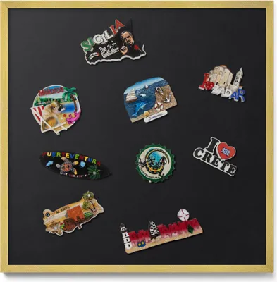 Produktbild von Magnettafel 50x50 cm – Goldener Rahmen – Farbe Schwarz – Magnetwand, Magnetboard, Memoboard, Büro & Schule