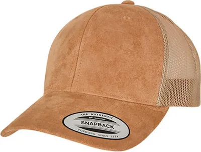 Produktbild von FLEXFIT 6606SU | Suede Leather Trucker Cap - Farbe: Khaki - Größe: One Size