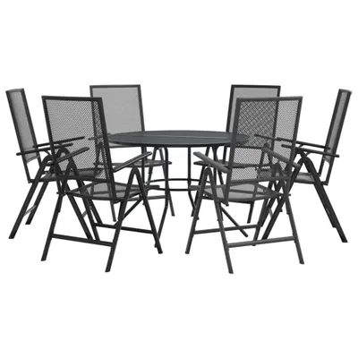 Produktbild von Gartenstuhl-Set 7-tlg. Verstellbar Pulverbeschichteter Stahl