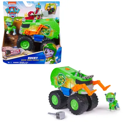 Produktbild von PAW Patrol Rescue Wheels - Rockys Recycling Monstertruck mit Geschoss-Abwurf und Rocky Hundefigur, Müllwagen, 3 Jahr(e), Kunststoff, Schwarz, Grün, Orange