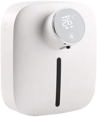 Image de Distributeur automatique de savon avec capteur - Écran LED numérique - Rechargeable via USB-C - 320 ml - Blanc (mousse)