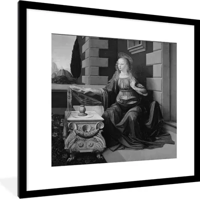 Produktbild von MuchoWow® MuchoWow® Gerahmtes Poster Die Verkündigung - Leonardo da Vinci 40x40 cm - Poster mit zchwarzem Bilderrahmen - Poster - Plakat im Rahmen