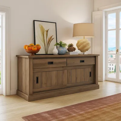 Image de Lupara - Buffet, 138x50x95h cm Noyer Marron, 2 Étagères
