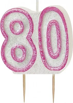 Produktbild von 80. Geburtstag | Glitzer Kerze pink