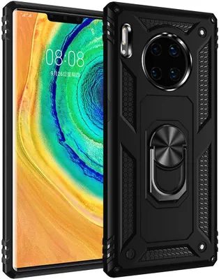 Produktbild von LaimTop Huawei Mate 30 Pro Hülle, Hybrid Robuste Rüstung Drehbarer Ring Halter Ständer Dual Layer Hard PC + TPU Stoßfest Schutzhülle für Huawei Mate 30 Pro Schwarz