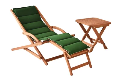 Produktbild von Merxx Gartenliegen Set Copa Cabana 2tlg., 1 Schwungliege inkl. Wendeauflage, Klapphocker 50 x 50 cm - Eukalyptus