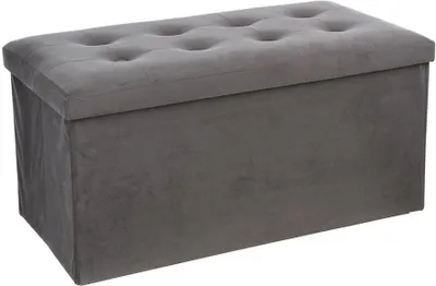 Produktbild von Eazy Living Pouf + Aufbewahrungsbox Groß Mathieu Grau Samt