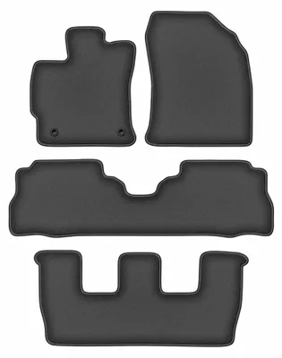Image de Tapis de sol en moquette pour Toyota Prius III Plus 2011- (7 places) – jeu 4 pièces, gris graphite, sur mesure – Wielganizator DURBAN