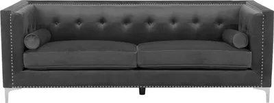 Produktbild von BELIANI Sofa Dunkelgrau Samtstoff 3-Sitzer Chesterfield Stil Retro Wohnzimmer