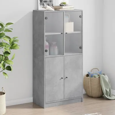 Produktbild von vidaXL Highboard mit Türen Betongrau 68x37x142 cm Holzwerkstoff