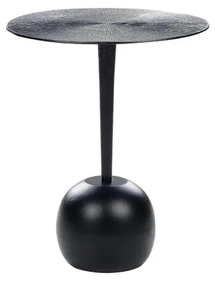 Produktbild von Runder Beistelltisch aus schwarzem Metall mit einbeinigem Säulenfuß ⌀ 40 cm