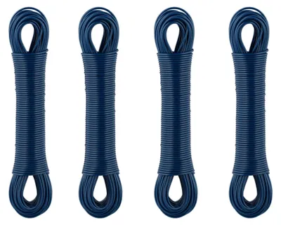 Image de Lot de 4 cordes à linge Relaxdays, 120 m au total, corde à linge avec âme en acier, ultra-résistante, pour l'intérieur et l'extérieur, corde à linge, bleue