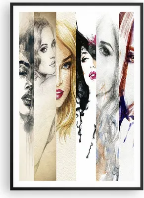 Produktbild von Gerahmtes Poster - Schwarzer Rahmen - Frauen Schönheit Dame Illustration - 70x100 cm - Wand Bild - Wanddeko - Wandbilder - Wandposter - Bilderrahmen - Bilder - Kunstdruck - Wandbild - P2BPA70x100-3012