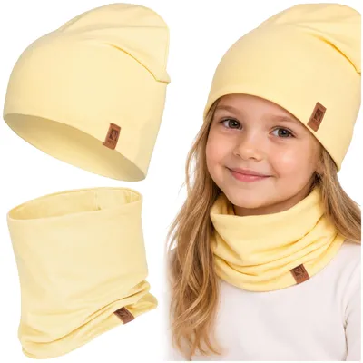 Produktbild von Kinder Set Beanie HEYO Mütze Schlauchschal Baumwolle Zitronengelb