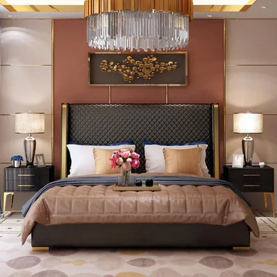 Produktbild von Designer Polsterbett Bett Betten Stoff Holz Luxus Ehebett 180x200cm Doppelbett
