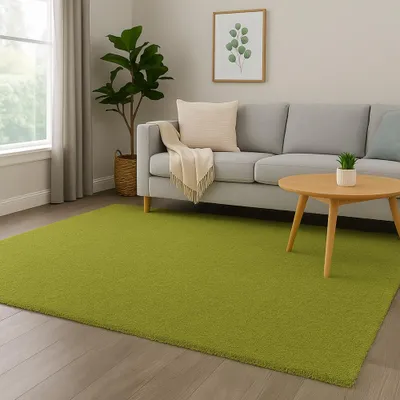 Produktbild von Weicher Shaggy Teppich in Grün – pflegeleichter Hochflor für jeden Wohnbereich Größe - 100 x 200 cm