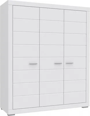 Produktbild von Furniture24 Kleiderschrank Snow SNWS83 Schrank 3 Türiger Drehtürenschrank mit Kleiderstange und 6 Einlegeboden Weiß