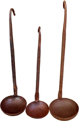 Produktbild von Dekolöffel 3er Set aus Rost-Eisen, rustikal, Längen 30/27/23cm, Mulden Ø 8/7,5/6,5cm