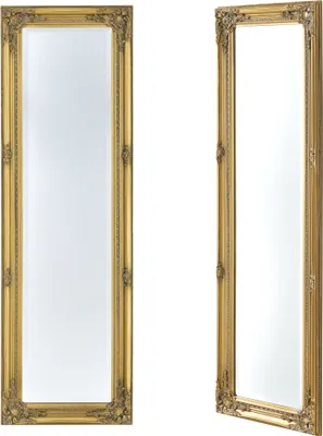 Produktbild von Wandspiegel Barock 132 x 42 cm Gold Ganzkörperspiegel im Eukalyptusholz Rahmen Antik Spiegel mit Ornamenten verziert [en.casa]