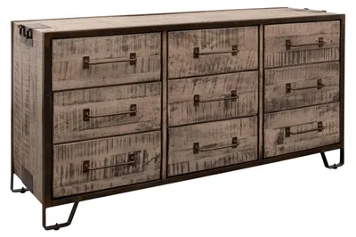 Immagine prodotto di MASSIVMOEBEL24 | credenza in legno di Mango 150x45x80 marrone laccato HEAVY INDUSTRY #218