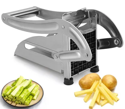 Produktbild von Pommes Schneider mit 2 Schneideeinsätzen - Frittenschneider - Kartoffelschneider - Gemüseschneider - Schneidemaschine - Edelstahl, Praktisch und Langlebig