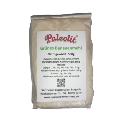 Produktbild von Paleolit Kochbananenmehl Grünes Bananenmehl Plantain 500g