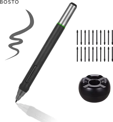 Zdjęcie produktu dla Pióro cyfrowe BOSTO 8192 Bezstopniowe pióro bez baterii z 20 końcówkami Uchwyt na pióro do monitora graficznego BOSTO BT-16HDT / BT-16HDK / BT-16HD / BT-22U MINI / BT-22UX Tablet rysunkowy