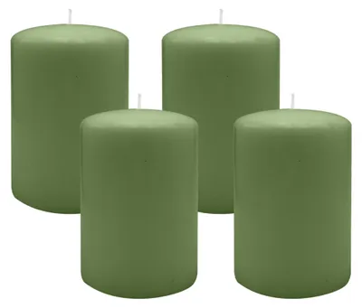 Produktbild von Flachkopf-Stumpenkerzen Green 120 x Ø 50 mm, 4 Stück