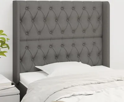 Produktbild von The Living Store Kopfteil mit Ohren Dunkelgrau 93x16x118/128 cm Stoff