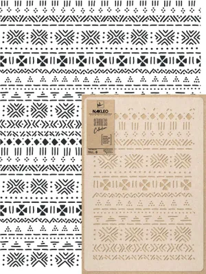 Produktbild von Wandschablone Groß Muster, Malschablone 59x95 cm Mali-Schlammtuch Boho Afrikanisch Wiederverwendbare Kunststoff, Geometrische Tapete Wandgestaltung