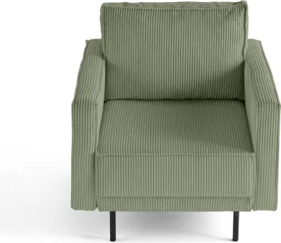 Image de Lisa Design Charlie - fauteuil - pieds hauts - en velours côtelé , Vert sauge