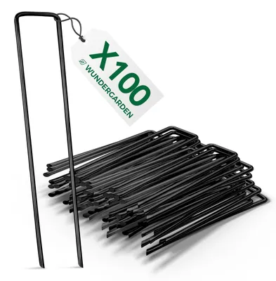 Zdjęcie produktu dla 100 kotew do mocowania geowłókniny, stalowe kołki gruntowe o wymiarach 150x25 mm, średnica 2,7 mm